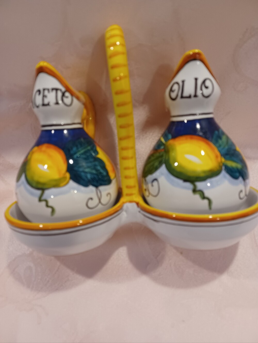 Italian Ceramic Cruet Set With Caddy